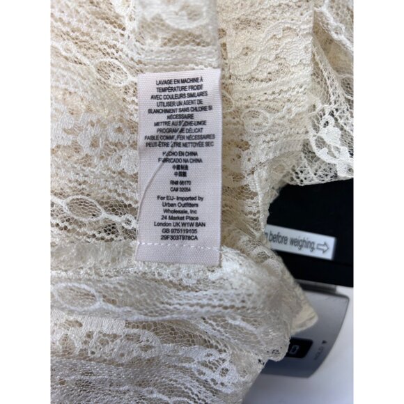 Free People Womens Lace Blouse M Ivory Nylon Blend - Picture 7 of 9